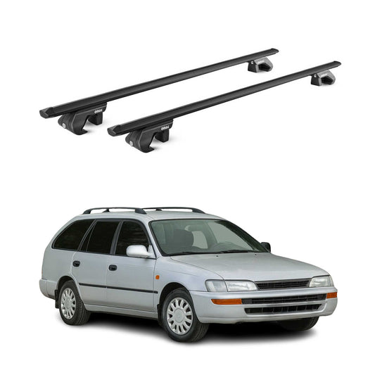 Dachträger für Toyota Corolla Kombi 1992-2007 90kg Alu Schwarz 2x ABE OMAC DE