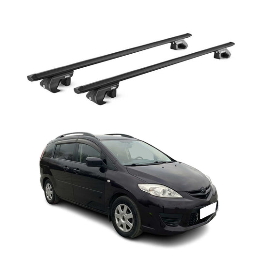 Dachträger Grundtäger für Mazda 5 / Premacy 2005-2018 90kg Alu Schwarz 2 tlg ABE OMAC DE