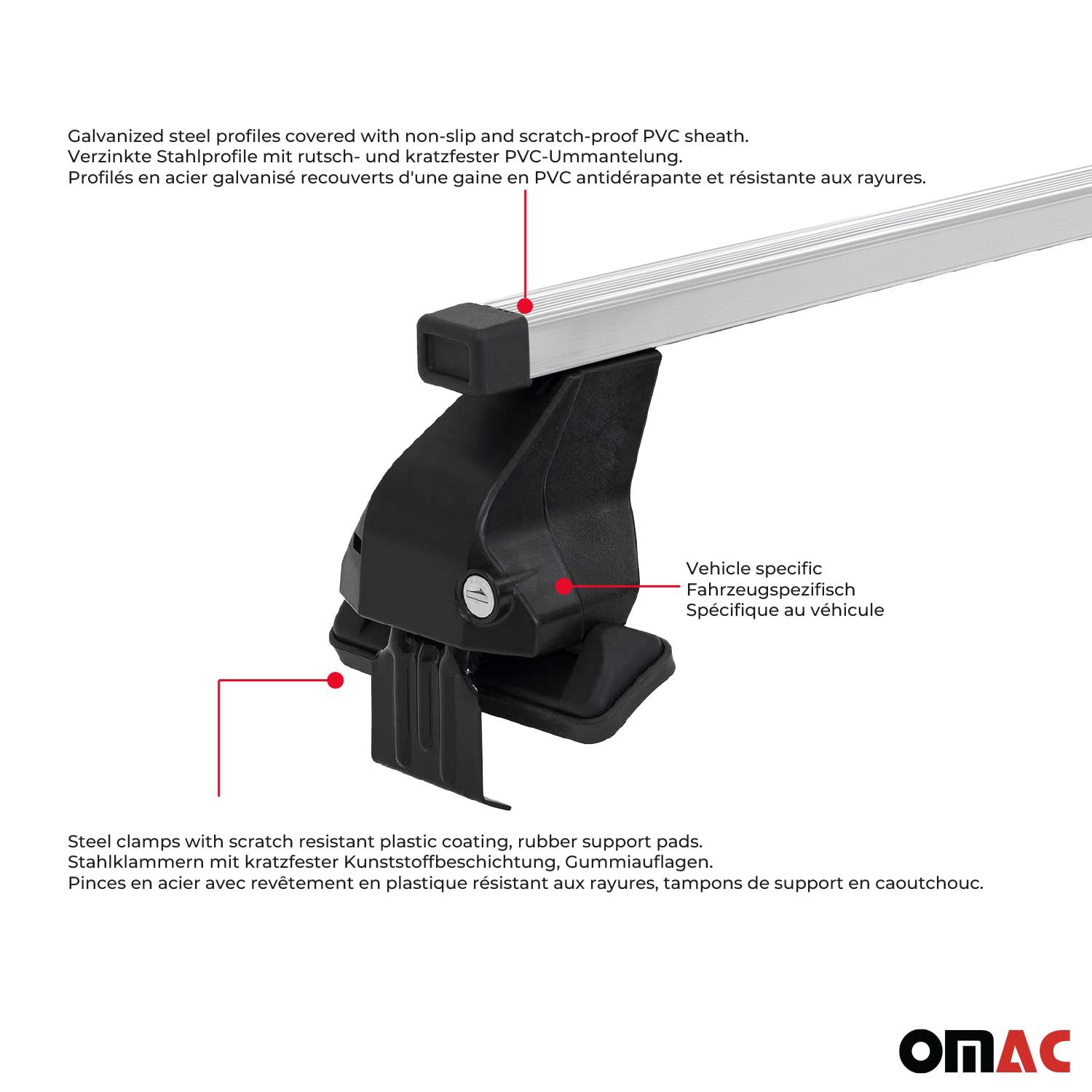 Dachträger Grundträger für Peugeot iOn / Citroen C-Zero 2010-2014 Stahl Grau 2x OMAC DE