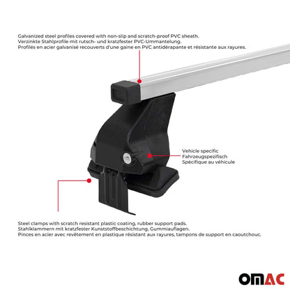 Dachträger Grundträger für Peugeot iOn / Citroen C-Zero 2010-2014 Stahl Grau 2x OMAC DE