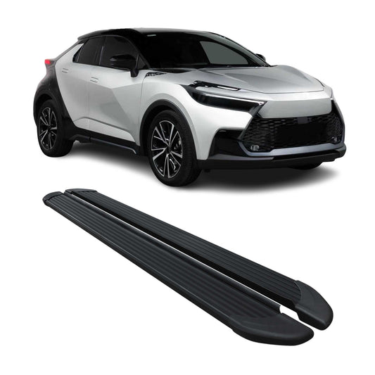 Trittbretter Seitenschweller für Toyota C-HR AX20 2023-2025 Schwarz Alu 2tlg