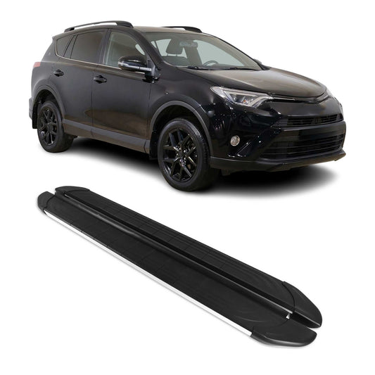 Seitenschweller Trittbretter für Toyota RAV4 Hybrid 2018-2025 Silber 2 tlg OMAC DE