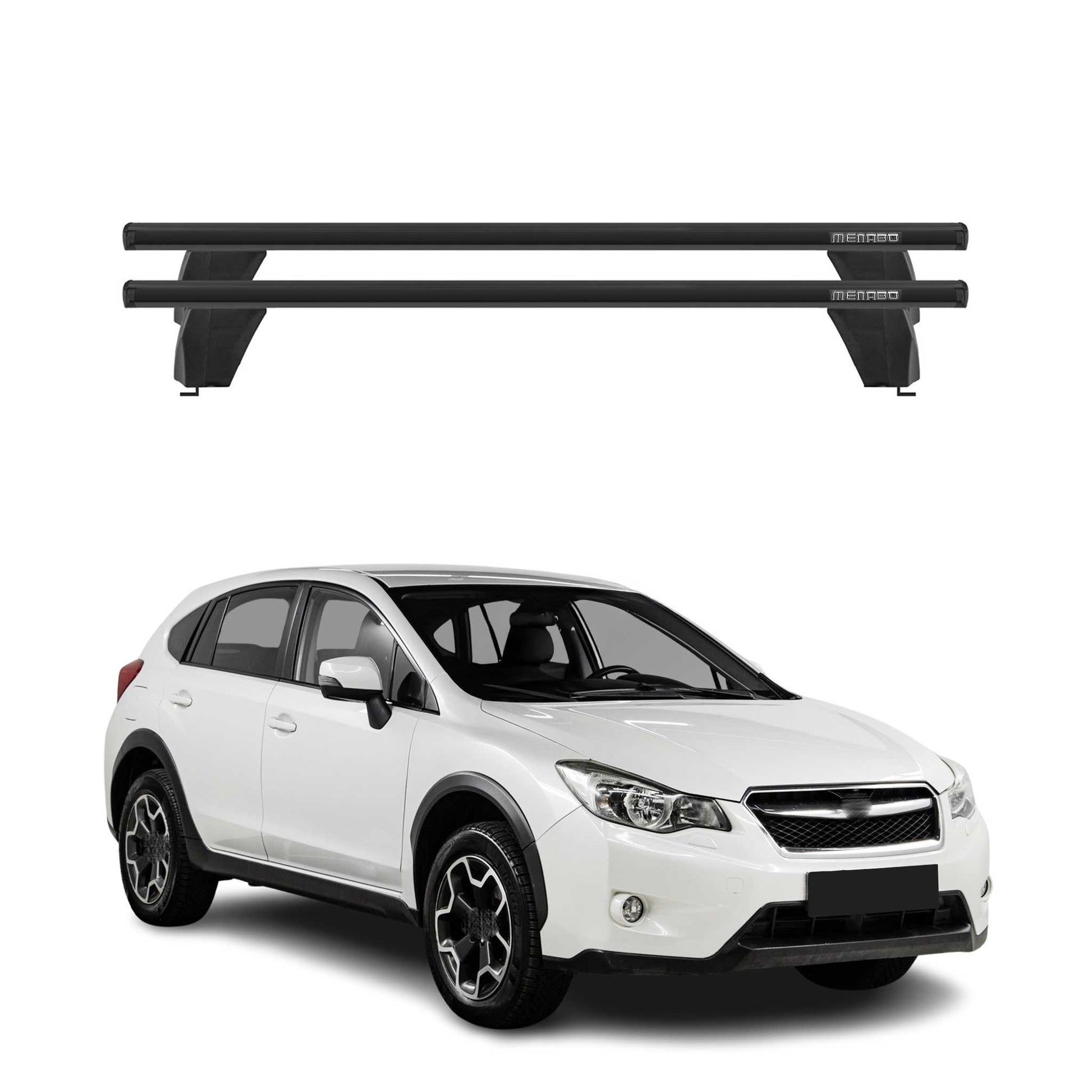 Menabo Dachträger Grundträger für Subaru XV 2011-2018 Querträger ABE Alu Schwarz OMAC DE