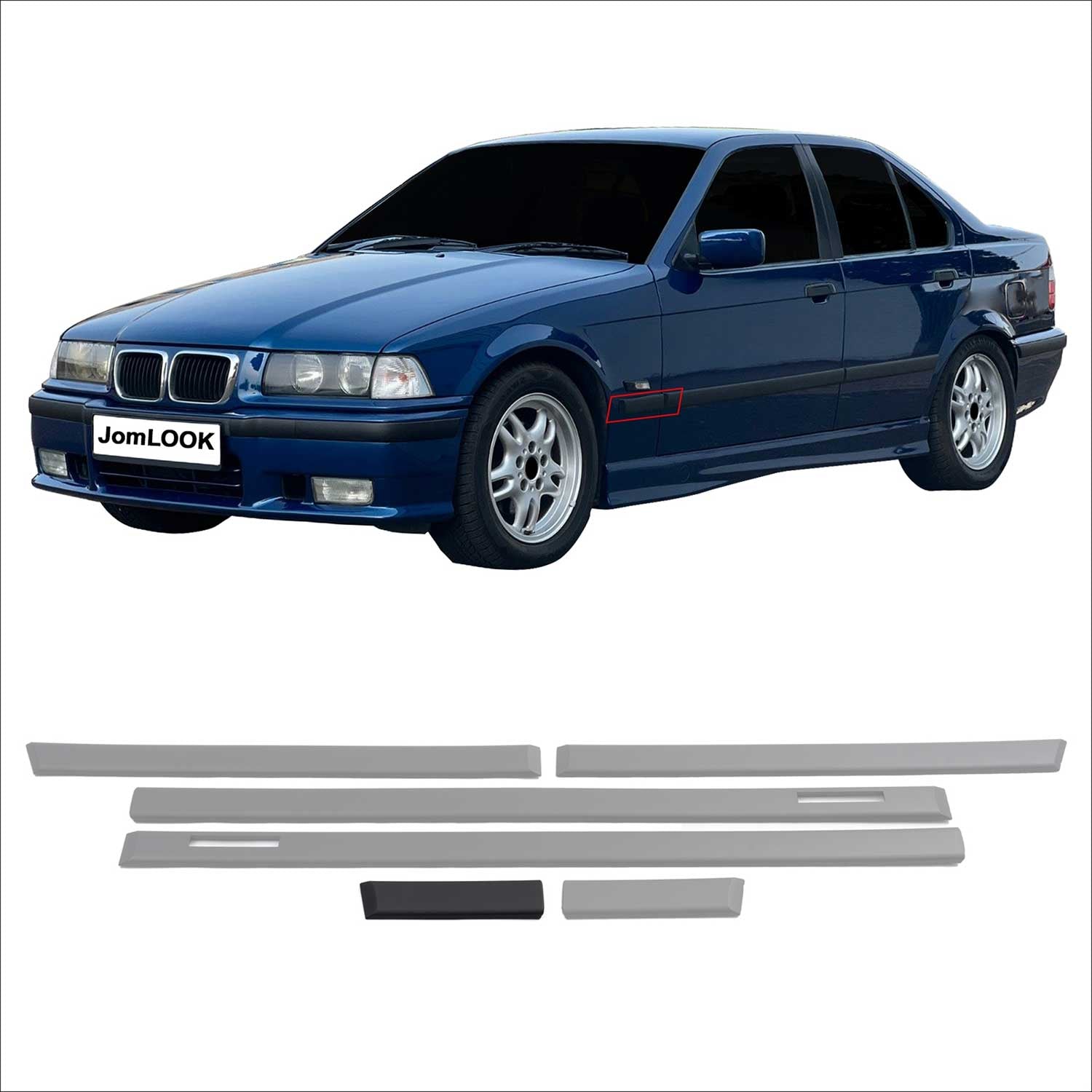 JOM Seitenleisten Türleisten für BMW 3er E36 Limo Touring schwarz 6tlg OMAC DE