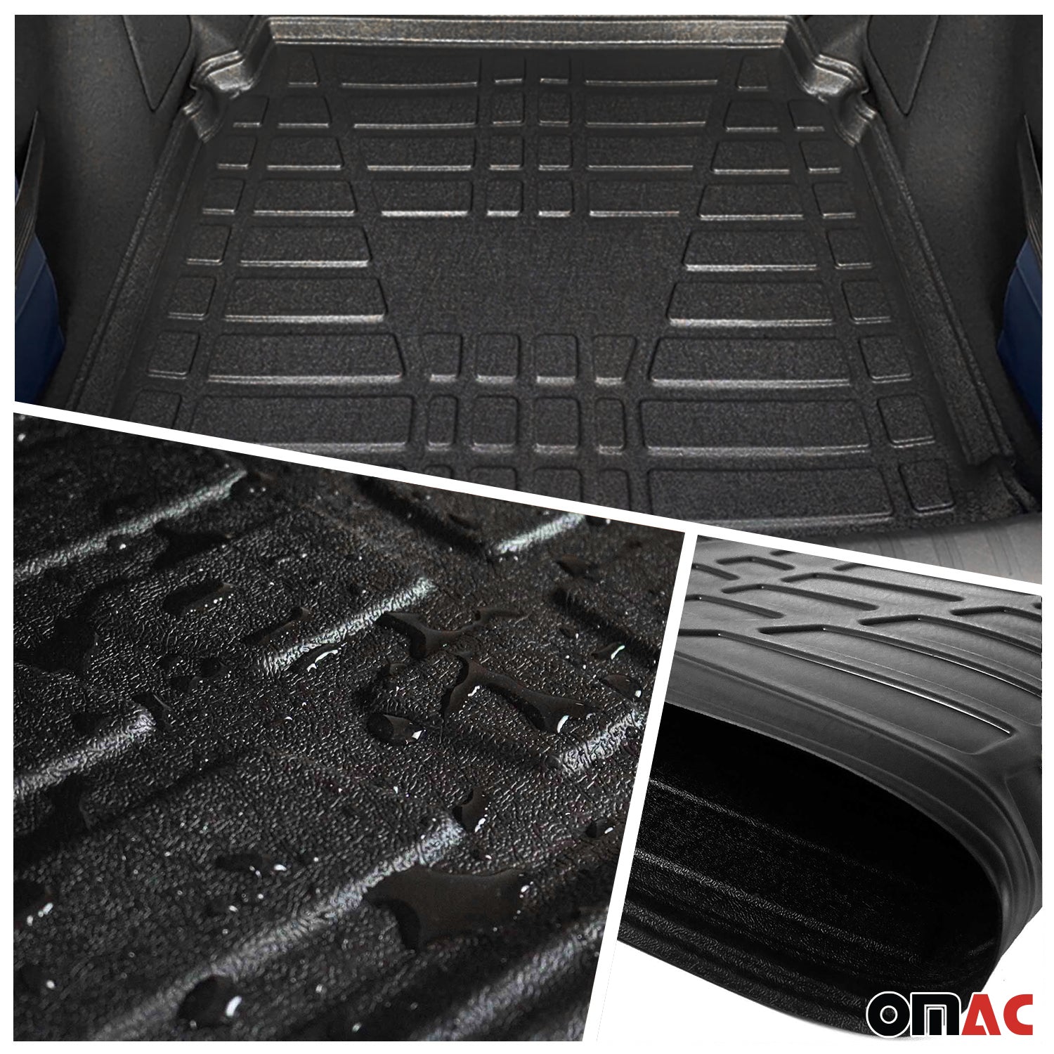 Fußmatten & Kofferraumwanne Set für Fiat Doblo 2000-2010 Gummi TPE Schwarz 3x OMAC DE