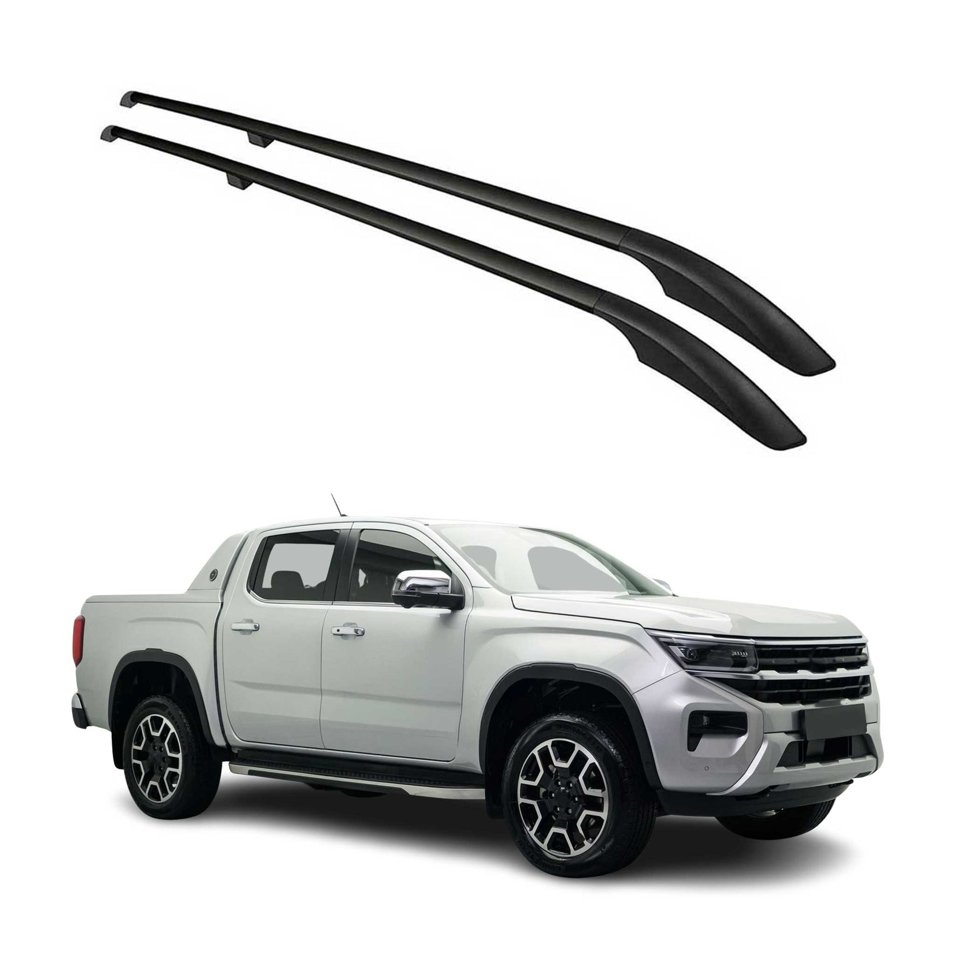 Dachreling Relingträger für VW Amarok 2022-2024 Double Cab Alu Schwarz 2 tlg OMAC DE