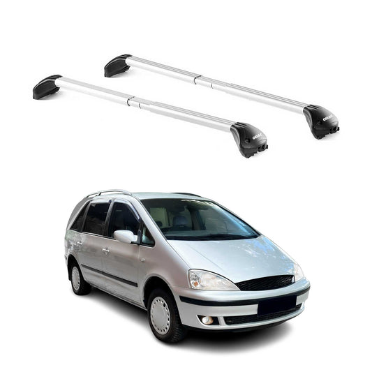 Dachträger Grundtäger für Ford Galaxy 1995-2006 5 tür 100kg Alu Silber 2 tlg ABE OMAC DE
