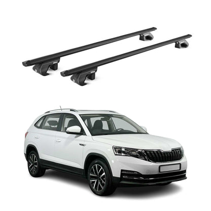 Dachträger Grundtäger für Skoda Kamiq 2019-2025 90kg Aluminium Schwarz 2 tlg ABE OMAC DE