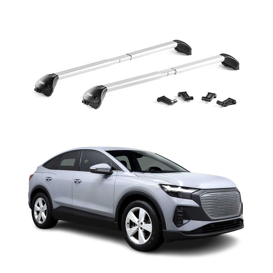 Dachträger Grundtäger für Audi Q4 2021-2025 100kg Aluminium Silber 2 tlg ABE OMAC DE