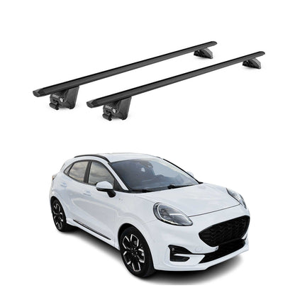 Dachträger Grundtäger für Ford Puma 2019-2025 100kg Aluminium Schwarz 2 tlg ABE OMAC DE