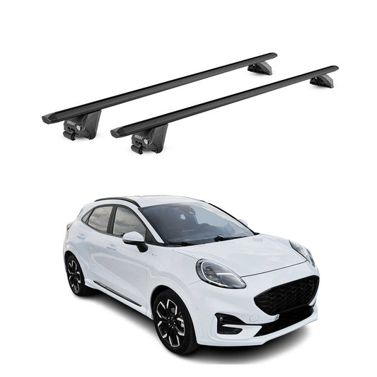 Dachträger Grundtäger für Ford Puma 2019-2025 100kg Aluminium Schwarz 2 tlg ABE OMAC DE