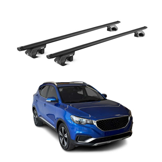 Dachträger Grundtäger für MG ZS EV 2017-2024 90kg Aluminium Schwarz 2 tlg ABE OMAC DE