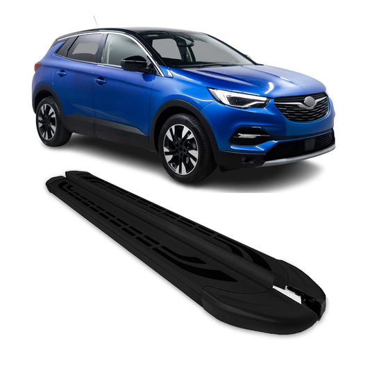 Trittbretter Schweller Seitenbretter für Opel Grandland X 2017-2023 Alu Schwarz OMAC DE