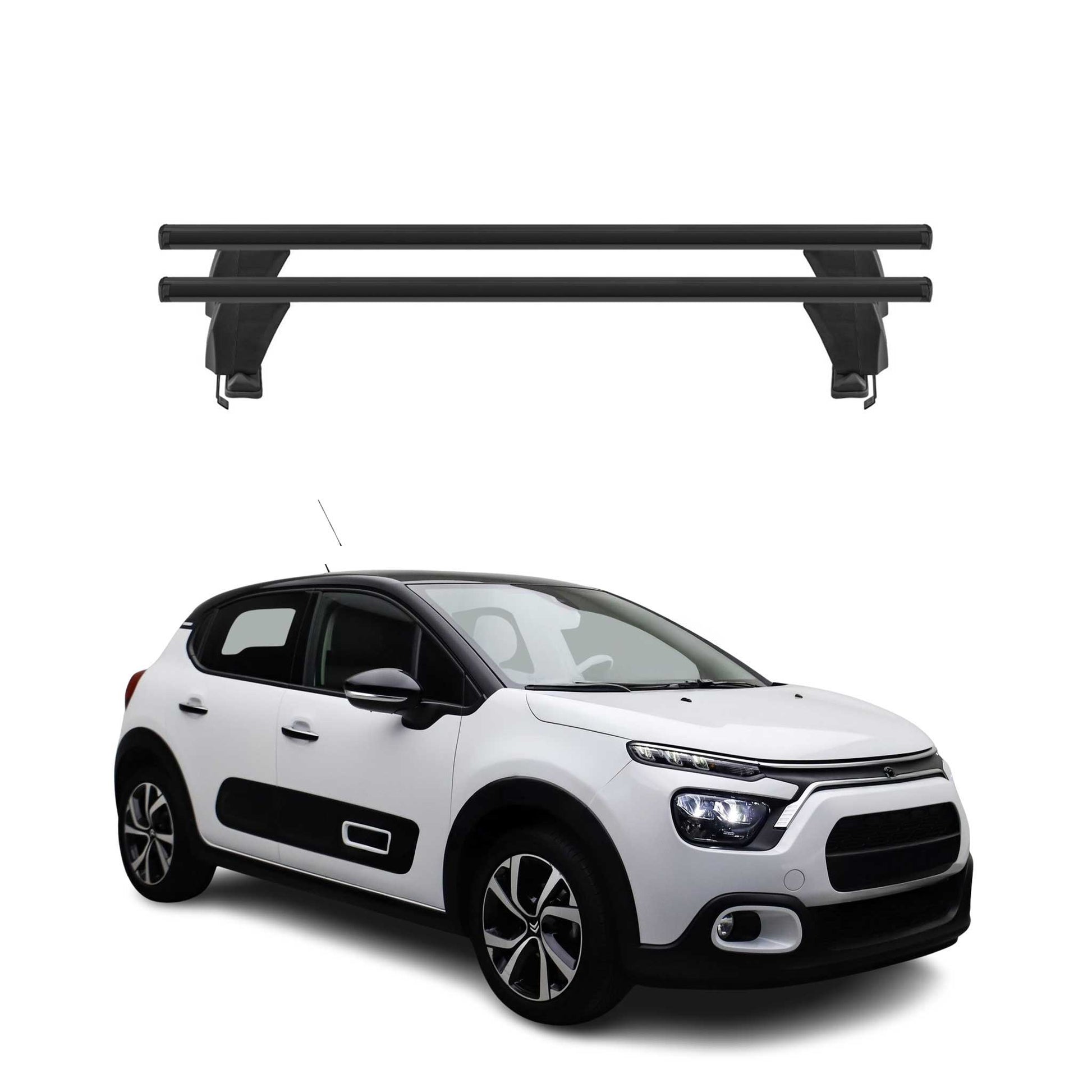 Menabo Dachträger Grundträger für Citroën C3 IV 2024-2025 Alu Schwarz 2tlg OMAC DE