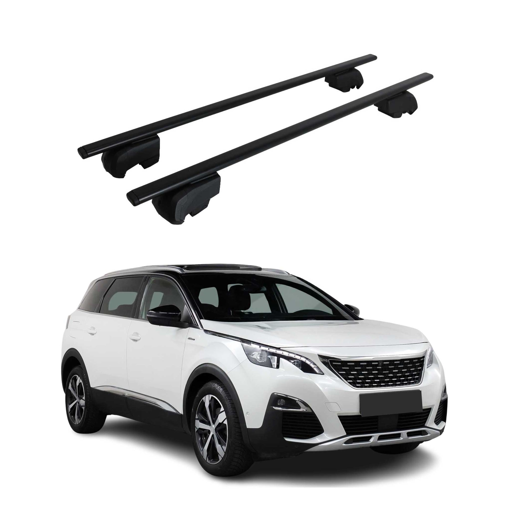 Dachträger Grundtäger für Peugeot 5008 mk2 2017-2024 75kg Metall Schwarz 2 tlg OMAC DE