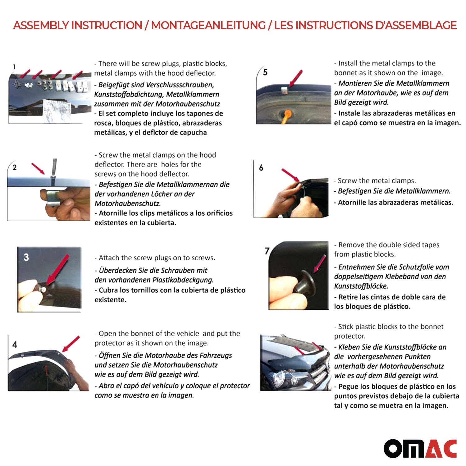 Motorhaube Deflektor Windabweiser Regenabweiser Set für Audi Q7 4L 2006-2015 OMAC DE