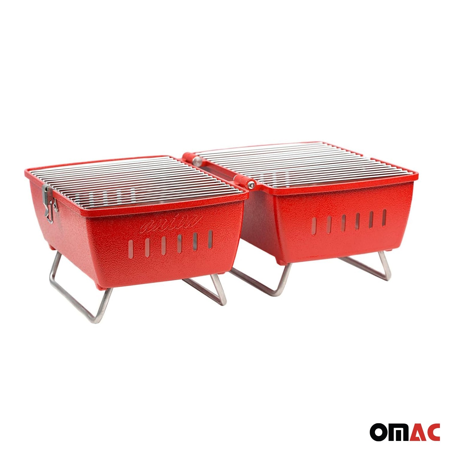 Holzkohlegrill Tragbarer Grill Garten Outdoor Rot Picknickgrill 13-teilig BBQ OMAC DE