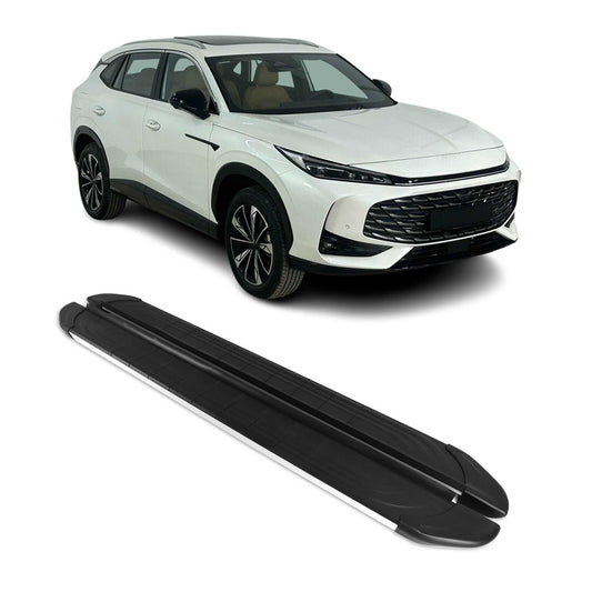 2024-2025 MG HS II Trittbretter Seitenschweller Seitenbretter Aluminium Silber Schwarz OMAC DE
