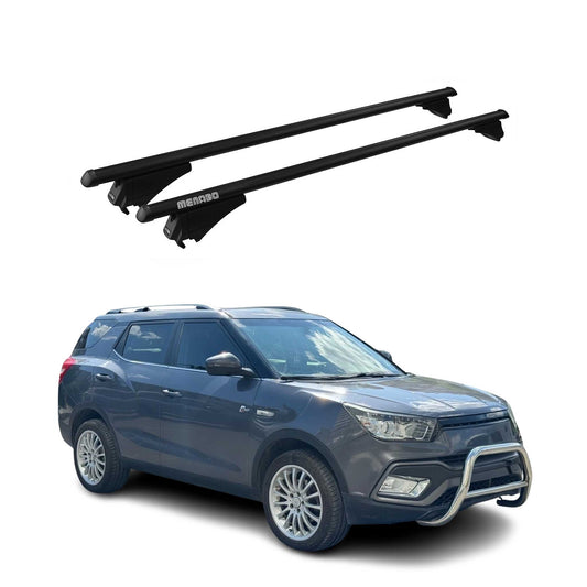 Menabo Dachträger Grundtäger für SsangYong XLV 2016-2019 75kg Alu Schwarz 2 tlg OMAC DE