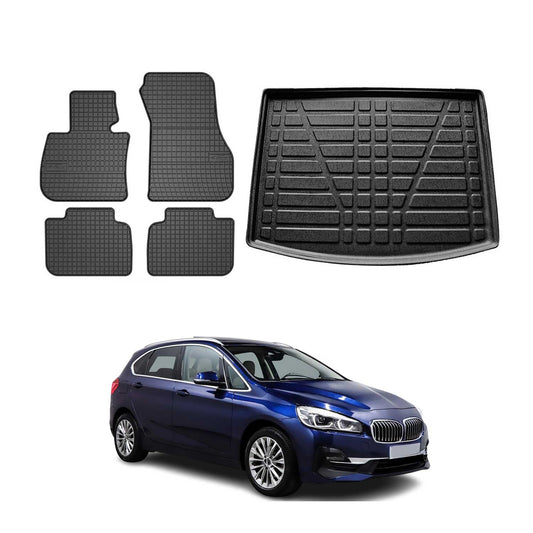 Fußmatten & Kofferraumwanne Set für BMW 2er Active Tourer F45 2014-2024 Gummi 5x OMAC DE