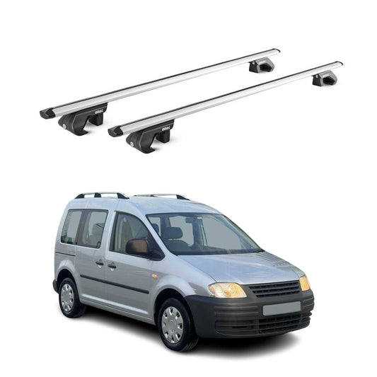 Dachträger Grundtäger für VW Caddy 2004-2020 3-5 tür 90kg Alu Silber 2 tlg ABE OMAC DE