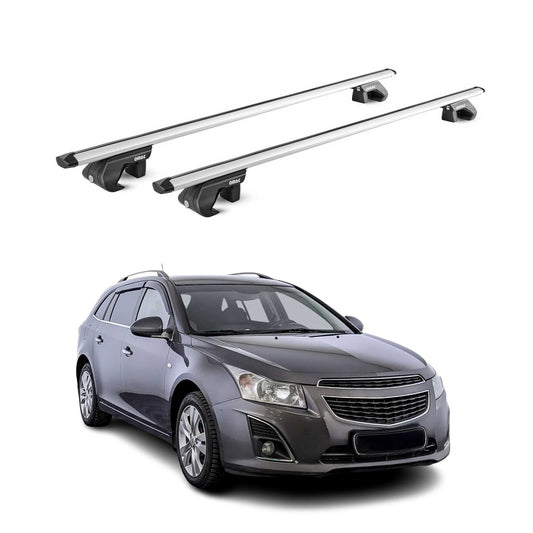 Dachträger Grundtäger für Chevrolet Cruze Kombi 2012-2016 90kg Alu Silber 2x ABE OMAC DE