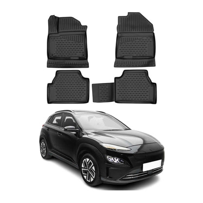 OMAC Gummimatten Fußmatten für Hyundai Kona EV 2017-2023 Automatten Schwarz 4x OMAC DE