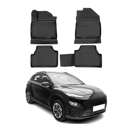 OMAC Gummimatten Fußmatten für Hyundai Kona EV 2017-2023 Automatten Schwarz 4x OMAC DE