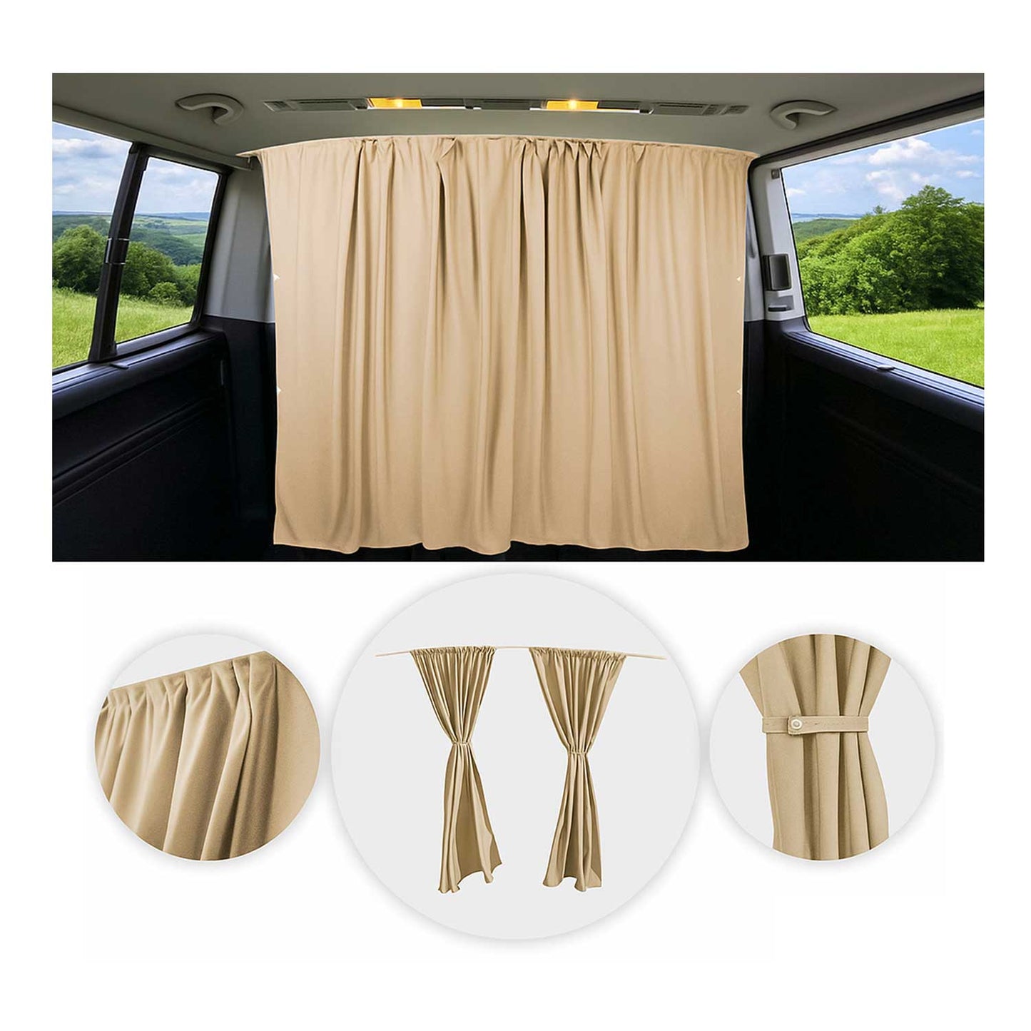 Autogardinen Fahrerhaus Maß Gardinen Camping Sonnenschutz Beige 130x180 OMAC DE