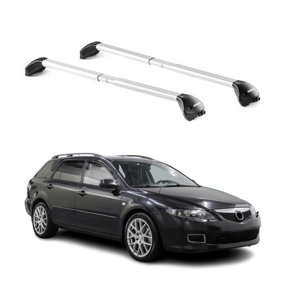 Dachträger Grundtäger für Mazda 6 Kombi 2002-2008 100kg Alu Silber 2 tlg ABE OMAC DE