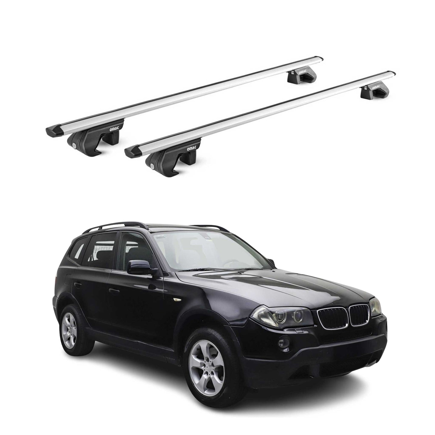 Dachträger Grundtäger für BMW X3 E83 2004-2010 5 tür 90kg Alu Silber 2 tlg ABE OMAC DE