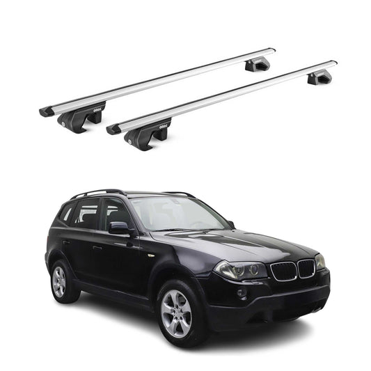 Dachträger Grundtäger für BMW X3 E83 2004-2010 5 tür 90kg Alu Silber 2 tlg ABE OMAC DE