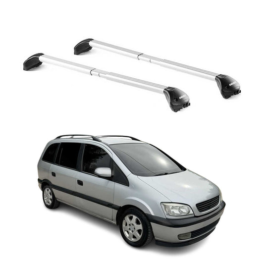 Dachträger Grundtäger für Opel Zafira A 1999-2005 5 tür 100kg Alu Silber 2x ABE OMAC DE