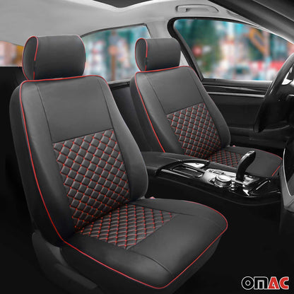 Sitzbezüge Schonbezüge für Mercedes Vito W639 2003-2014 Kunstleder Schwarz Rot OMAC DE
