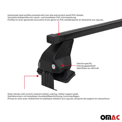 Menabo Dachträger Grundträger für VW Amarok mk2 2022-2025 Stahl Schwarz 2tlg OMAC DE