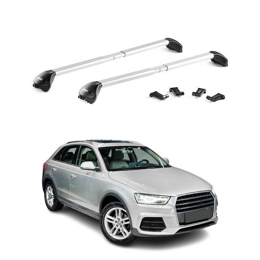 Dachträger Grundtäger für Audi Q3 mk1 2011-2018 100kg Aluminium Silber 2x ABE OMAC DE