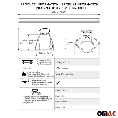 Menabo Dachträger Grundträger für MG MG3 2024-2025 Alu Schwarz 2tlg OMAC DE