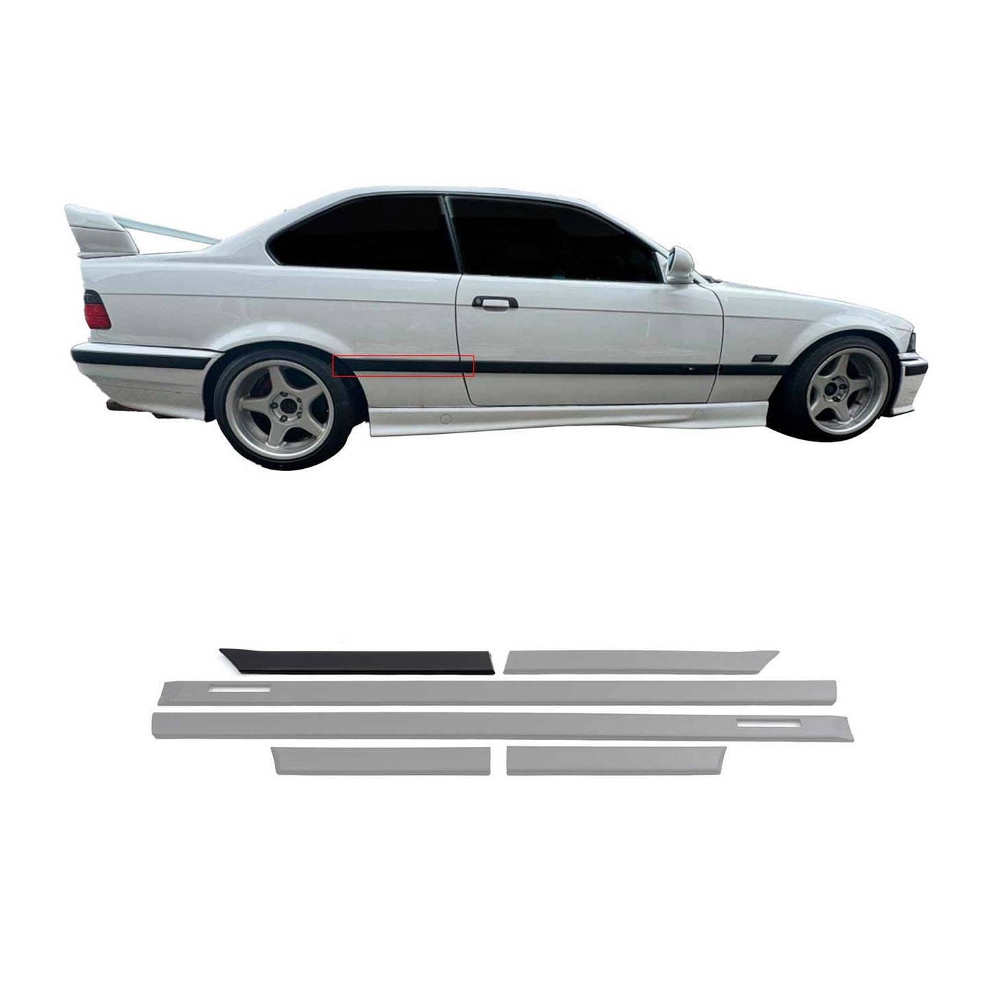 JOM Seitenleisten Türleisten für BMW 3er E36 Coupe Cabrio schwarz 6tlg OMAC DE