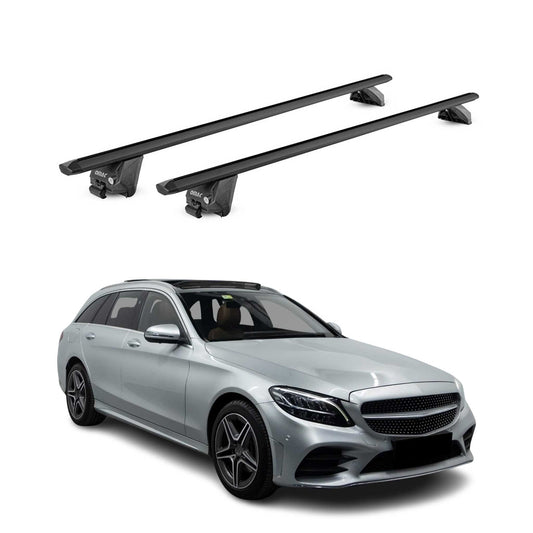 Dachträger für Mercedes C Klasse S205 Kombi 2015-2021 100kg Alu Schwarz 2x ABE OMAC DE