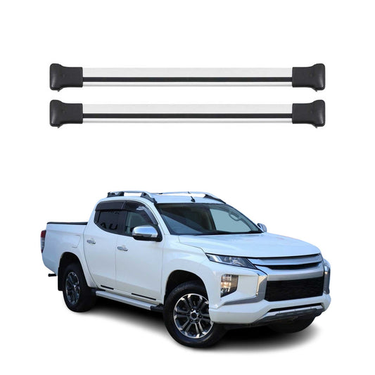 Dachträger Grundtäger für Mitsubishi L200 2015-2023 75kg Aluminium Silber 2 tlg OMAC DE