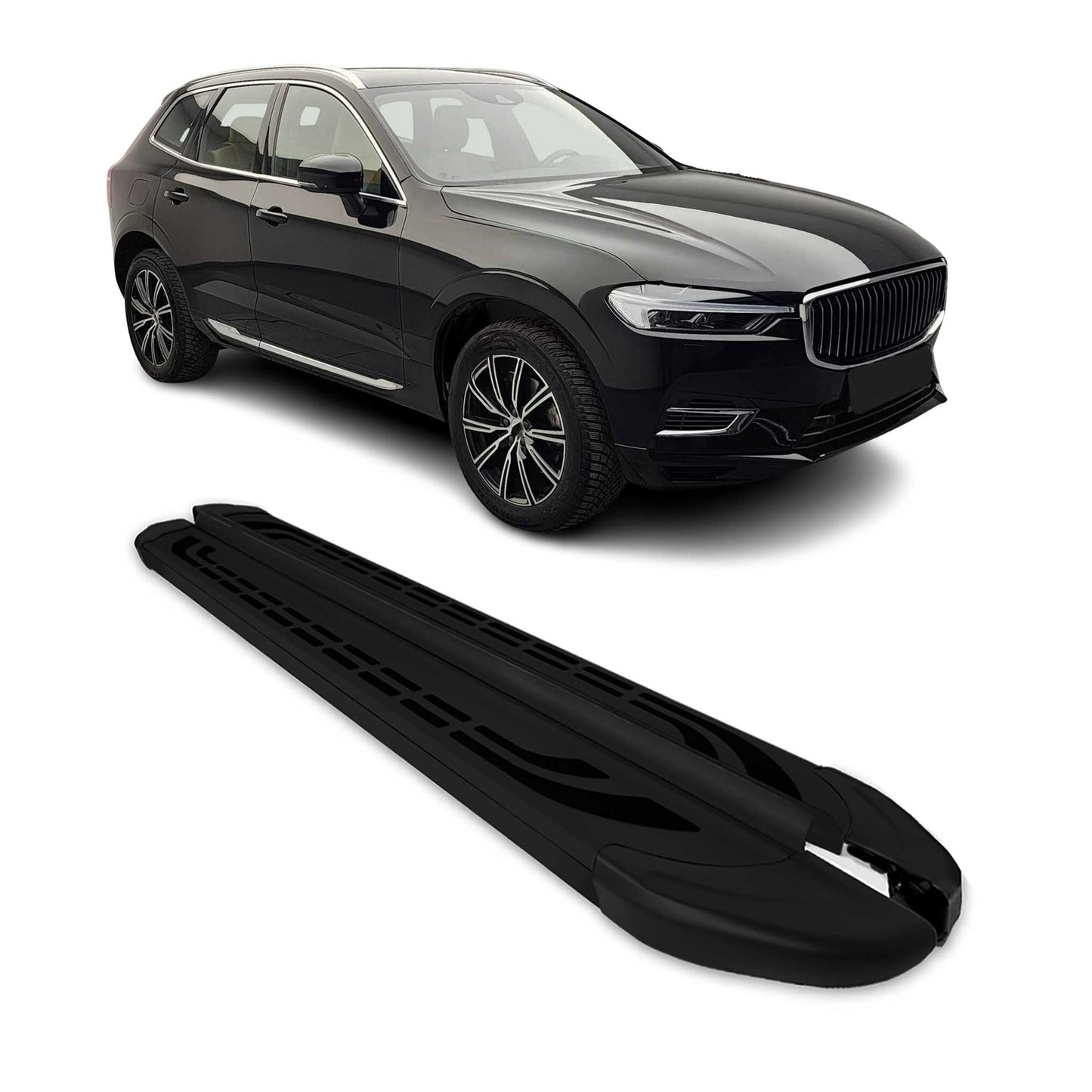 Trittbretter Schweller Seitenbretter für Volvo XC 90 2015-2023 2X Alu Schwarz OMAC DE