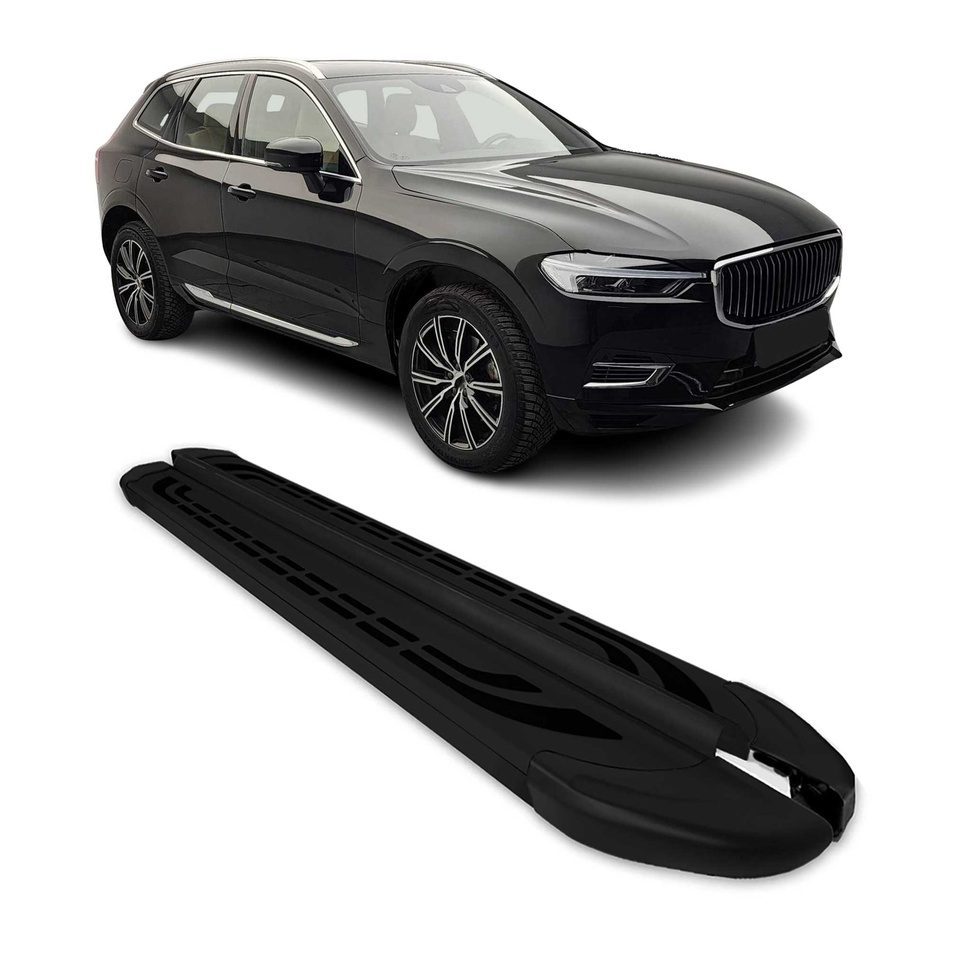 Trittbretter Schweller Seitenbretter für Volvo XC 90 2015-2023 2X Alu Schwarz OMAC DE