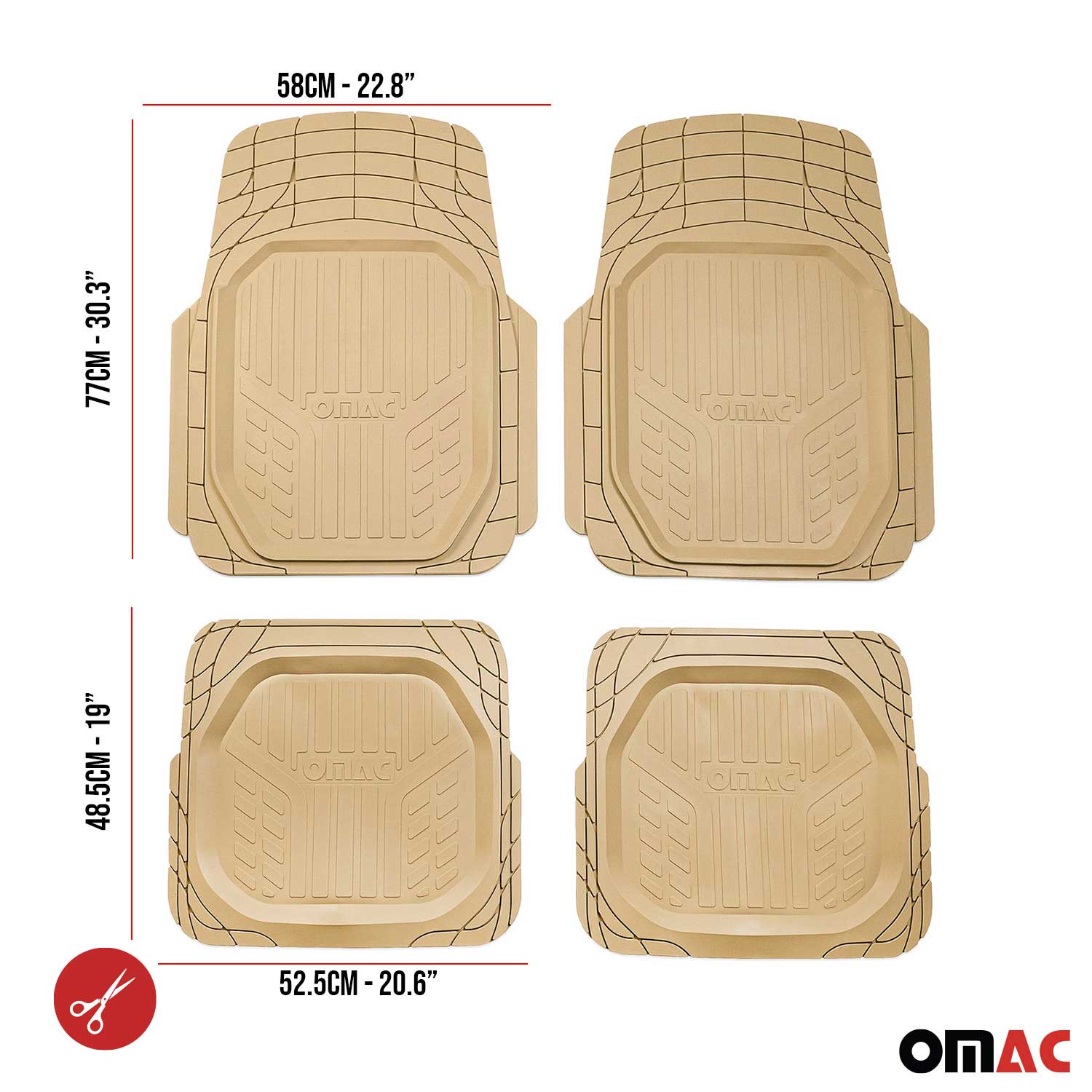 2023-2025 BYD Tang 5Sitze Fußmatten Zuschneidbar Gummi Beige 4 tlg OMAC DE