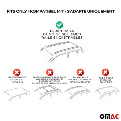 Alu Dachträger Gepäckträger Universal Bündige Schienen Silber ABE 2tlg 120 cm OMAC DE