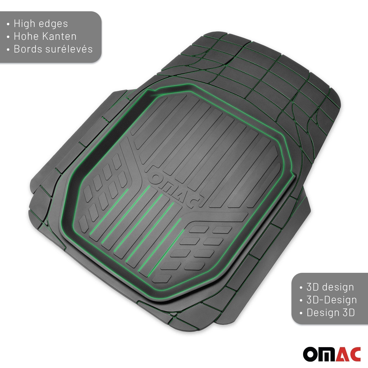2023-2025 BYD Tang 5Sitze Fußmatten Zuschneidbar Schwarz Gummi 4 tlg OMAC DE