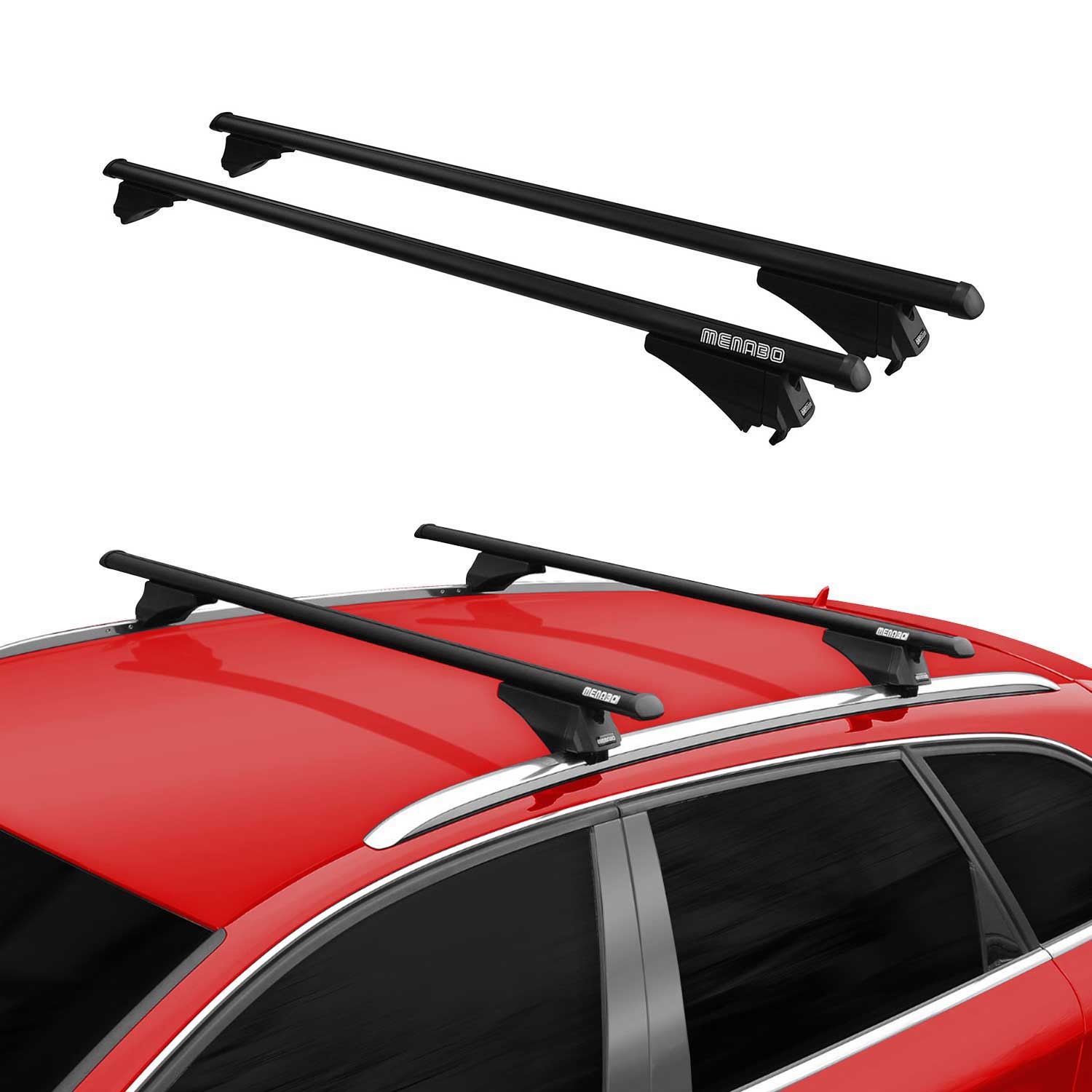 Mieten Menabo Grundträger Dachträger Aluminium Schwarz 2tlg 131cm Tiger XL OMAC DE