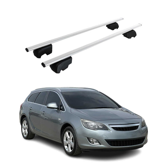 Dachträger Grundtäger für Opel Astra J Kombi 2010-2015 75kg Metall Silber 2 tlg OMAC DE