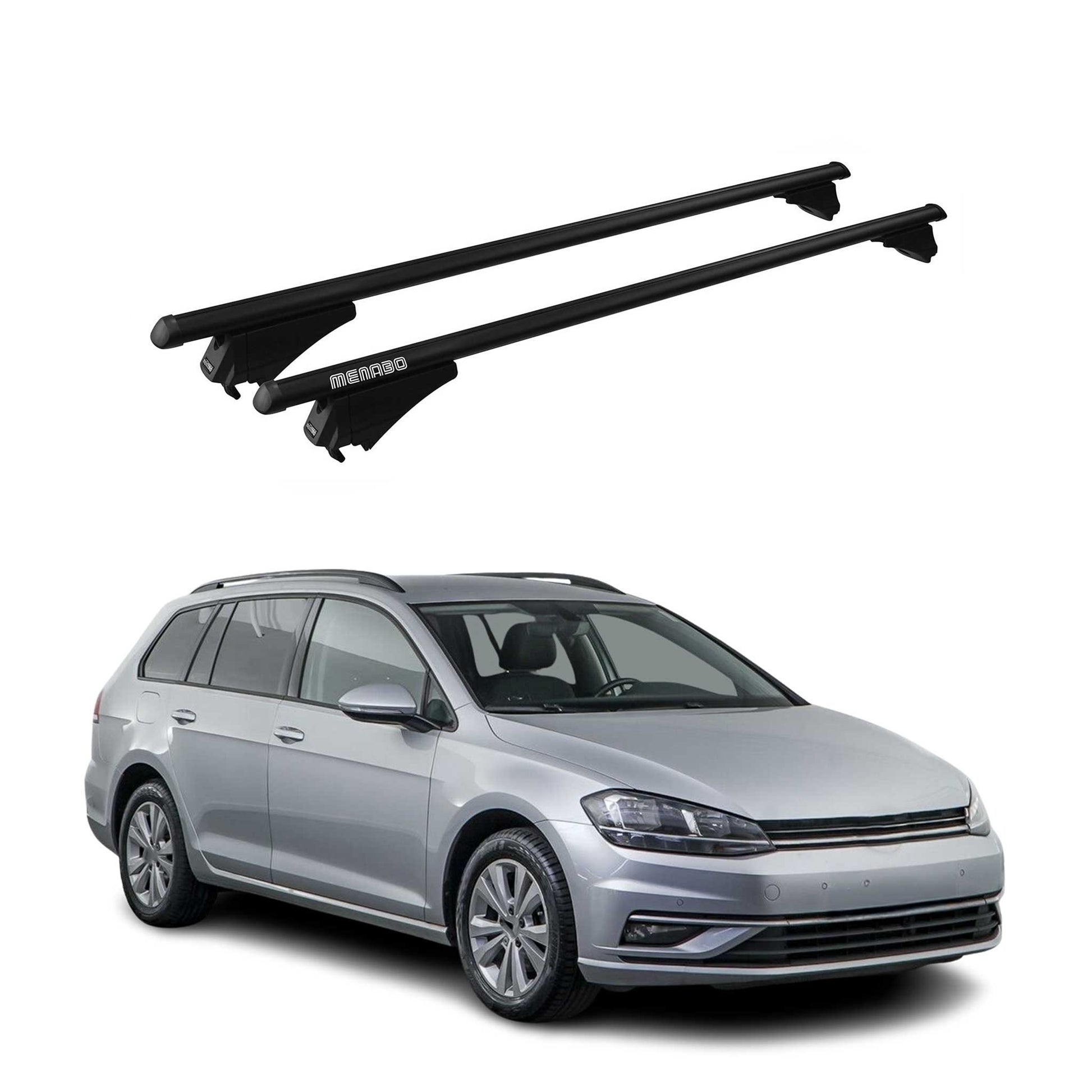 Menabo Dachträger Grundtäger für VW Golf VII 2013-2020 75kg Alu Schwarz 2 tlg OMAC DE