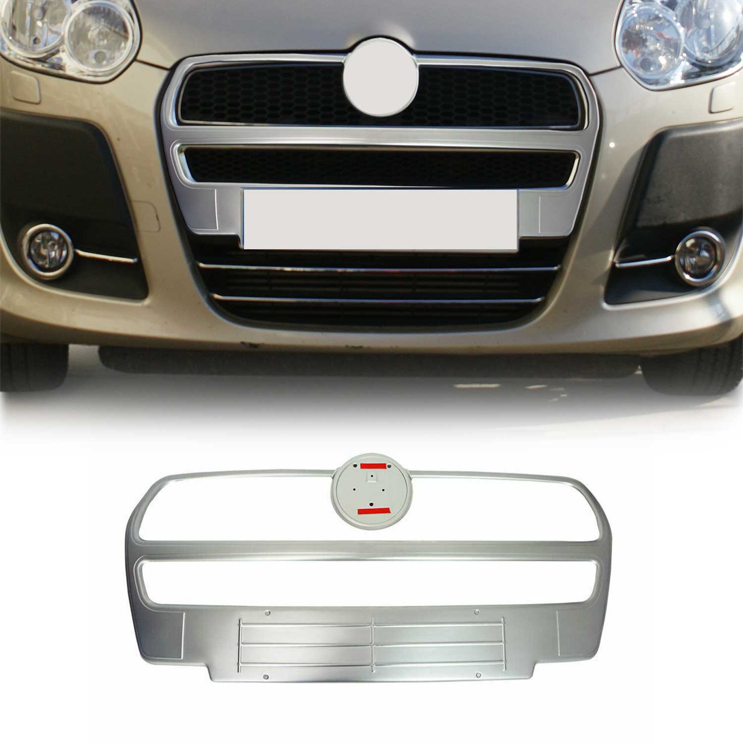 Kühlergrill Leisten Grillleisten für Fiat Doblo 2010-2014 Edelstahl Silber 2x OMAC DE
