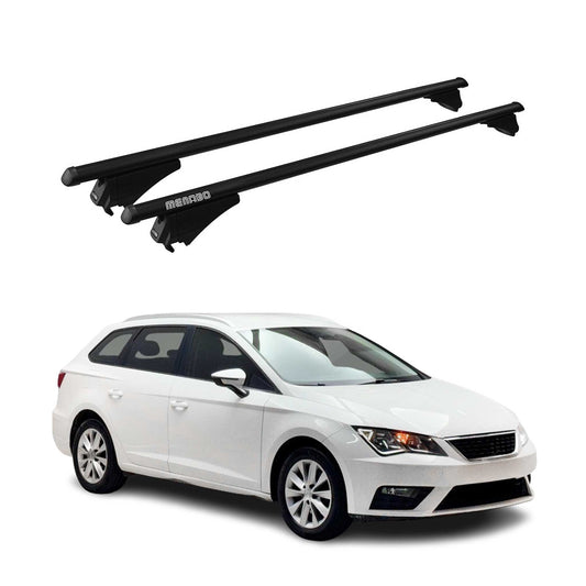 Menabo Dachträger Grundtäger für Seat Leon mk3 2012-2020 75kg Alu Schwarz 2 tlg OMAC DE